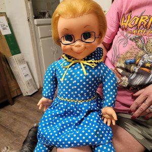 Vintage 1967 MRS BEASLEY Doll and SHE TALKS!!!*Apron & Collar & Repro Glasses!!!